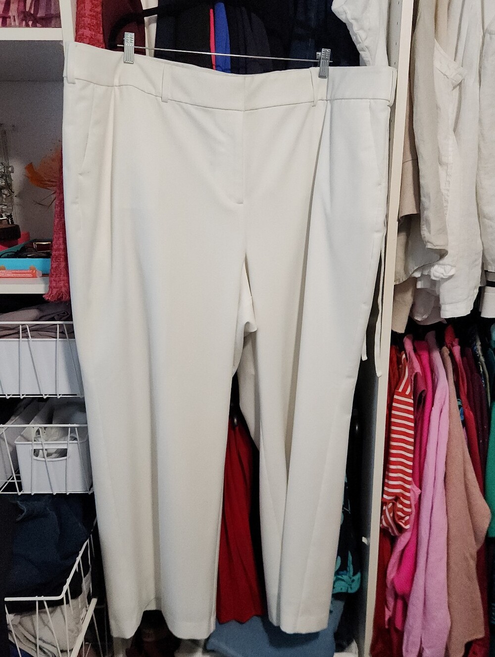 Lane Bryant The Perfect Drape White Ivory Rose Wide Leg Trousers 28 Guc